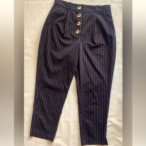 June & Hudson Button Front Black and White Pinstripe Pants
